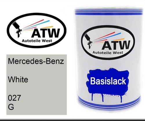 Mercedes-Benz, White, 027 G: 500ml Lackdose, von ATW Autoteile West.